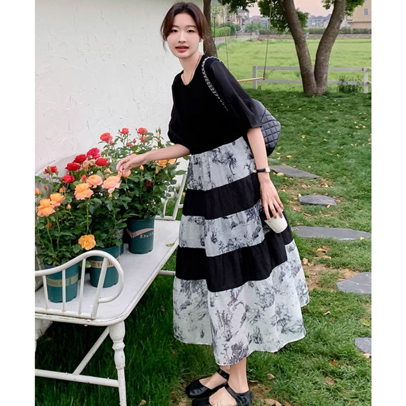 フラワーボーダーワンピース