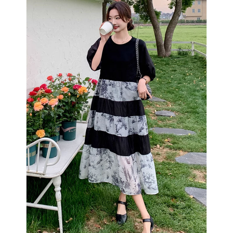 フラワーボーダーワンピース