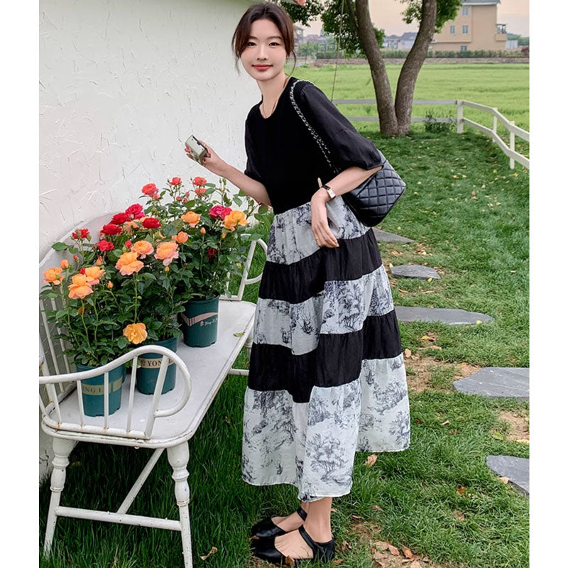 フラワーボーダーワンピース