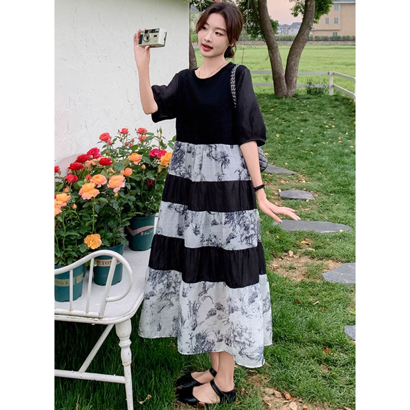 フラワーボーダーワンピース