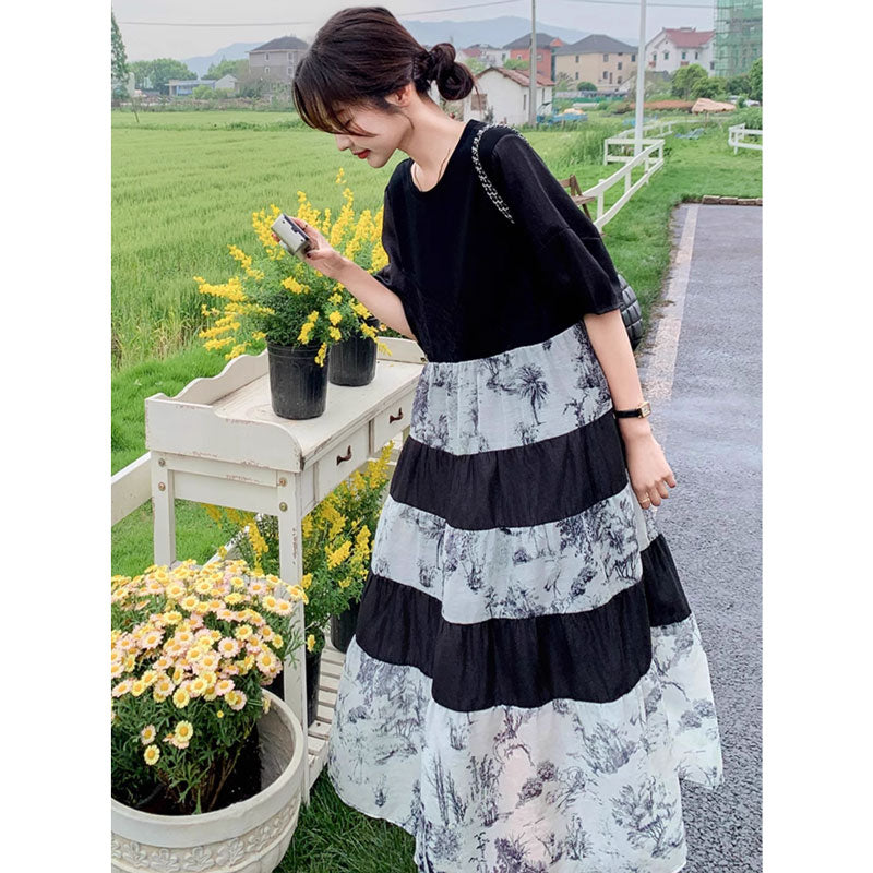 フラワーボーダーワンピース