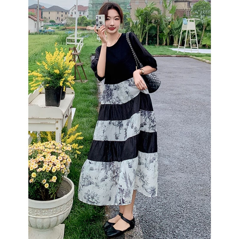 フラワーボーダーワンピース