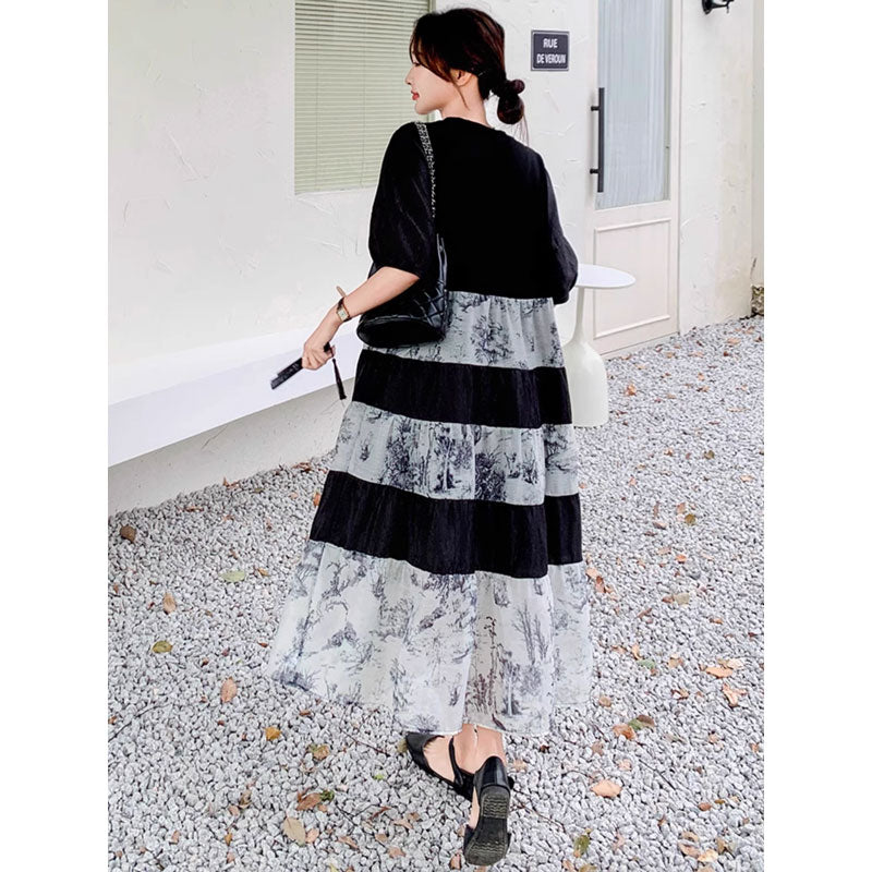 フラワーボーダーワンピース