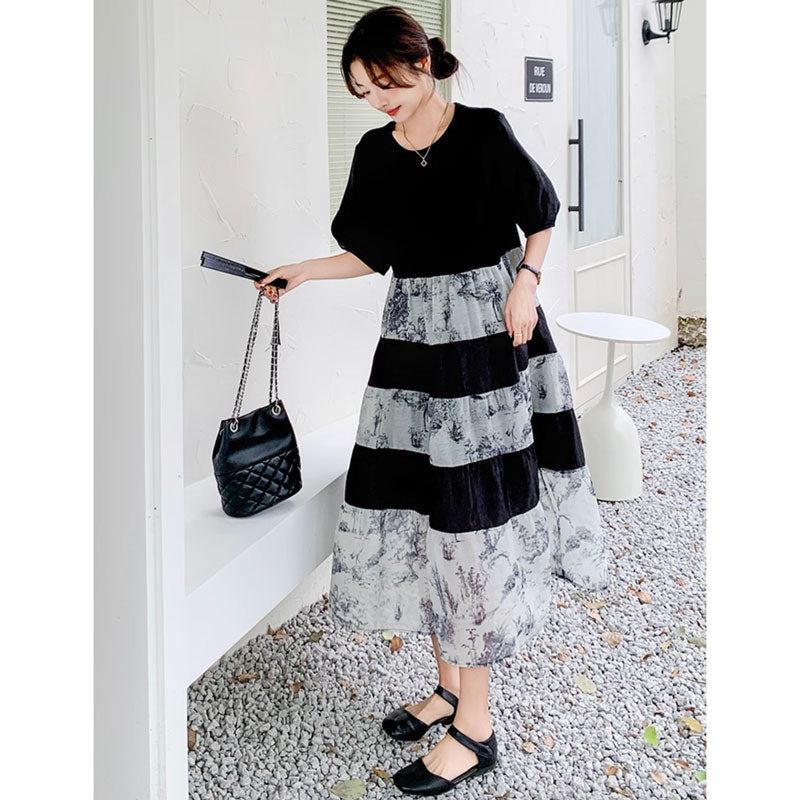 フラワーボーダーワンピース