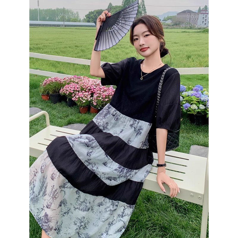 フラワーボーダーワンピース