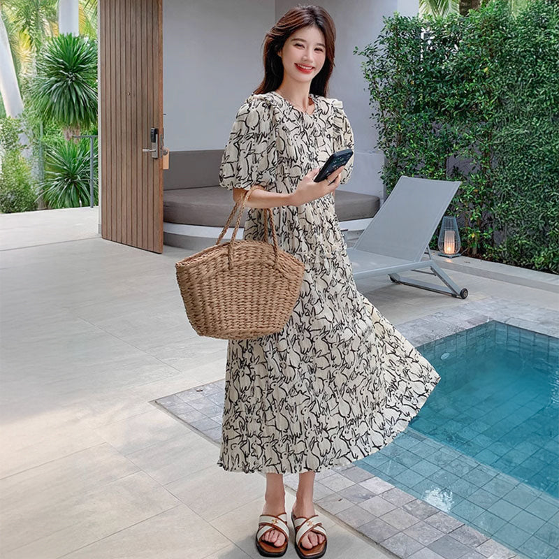 モノトーンラビットワンピース