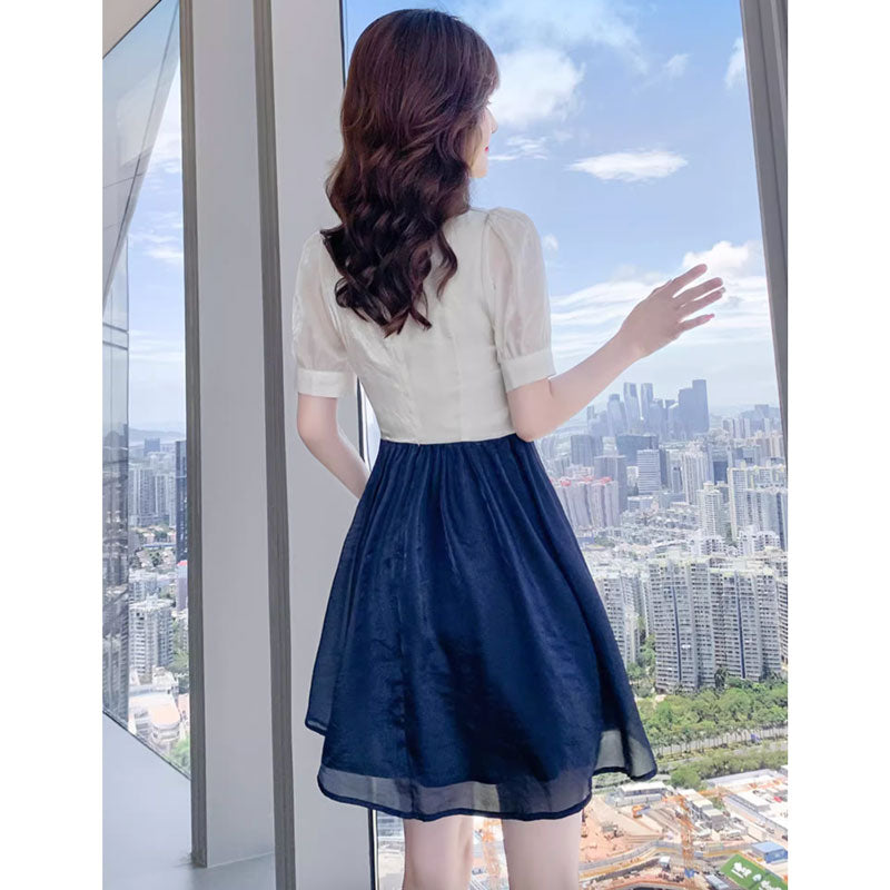 【即納】ビスチェ風フレアスカートワンピース