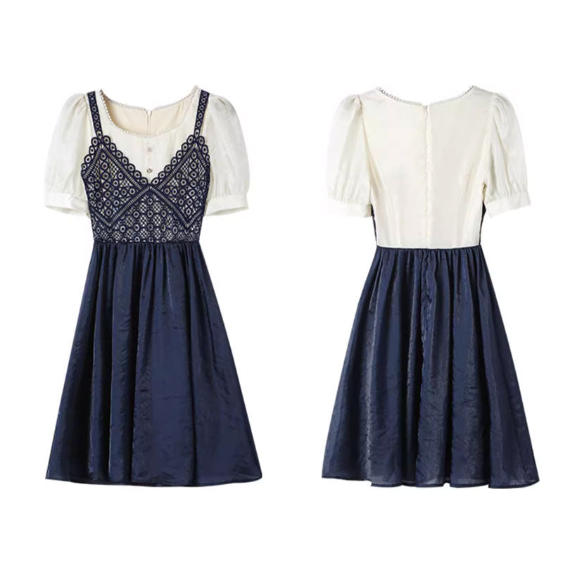 【即納】ビスチェ風フレアスカートワンピース