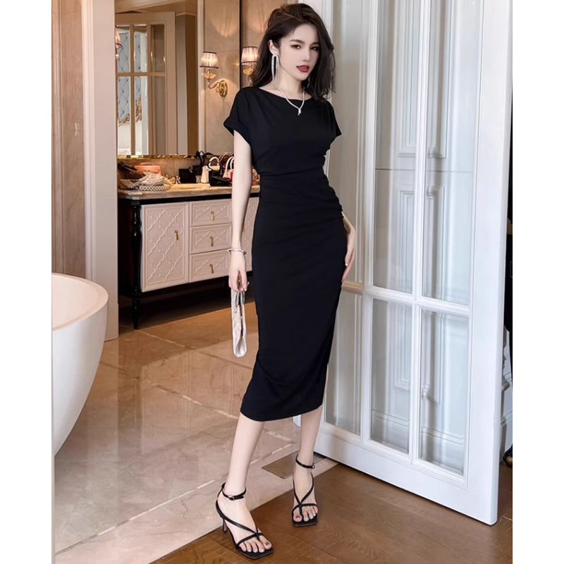 ラウンドネックサイドスリットワンピース(2colors)