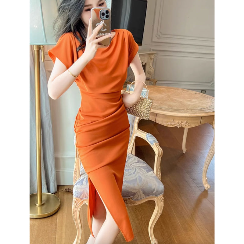 ラウンドネックサイドスリットワンピース(2colors)