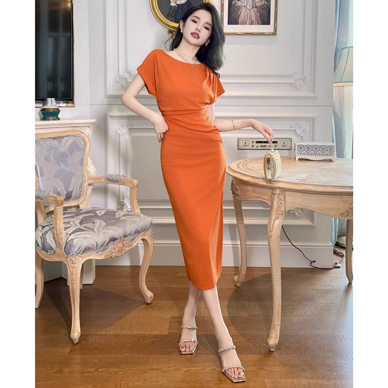 ラウンドネックサイドスリットワンピース(2colors)