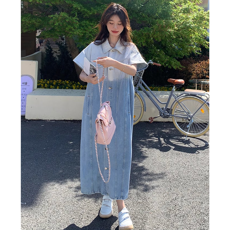 ツートンデニムシャツワンピース