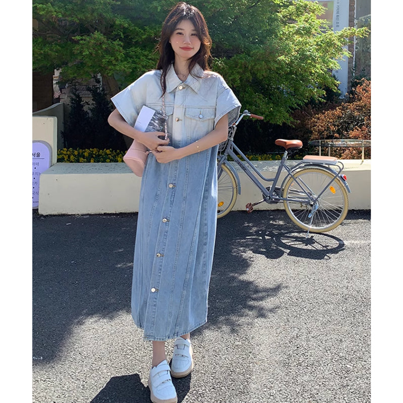 ツートンデニムシャツワンピース