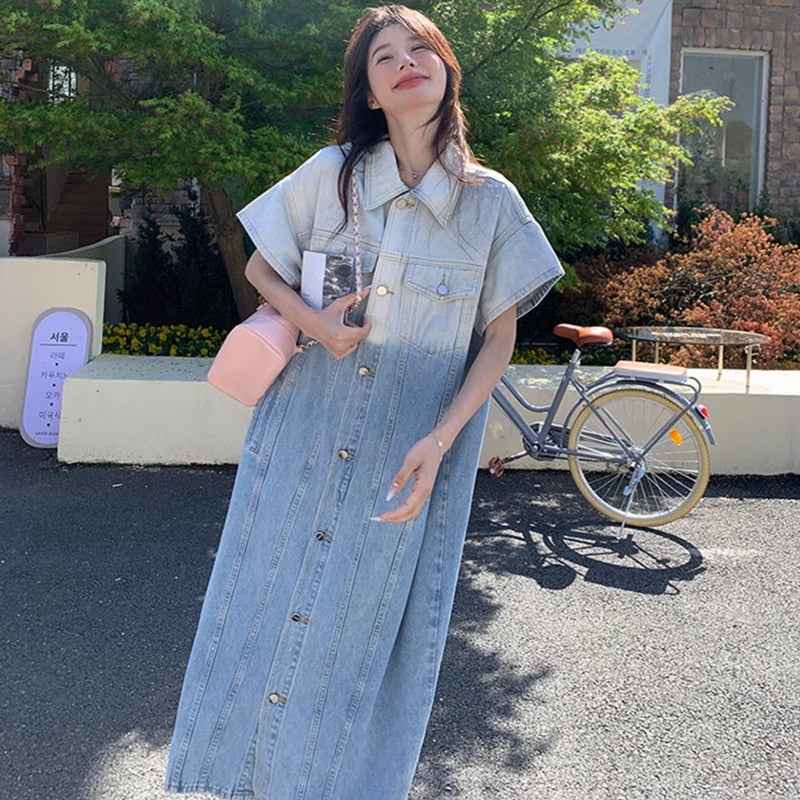 ツートンデニムシャツワンピース