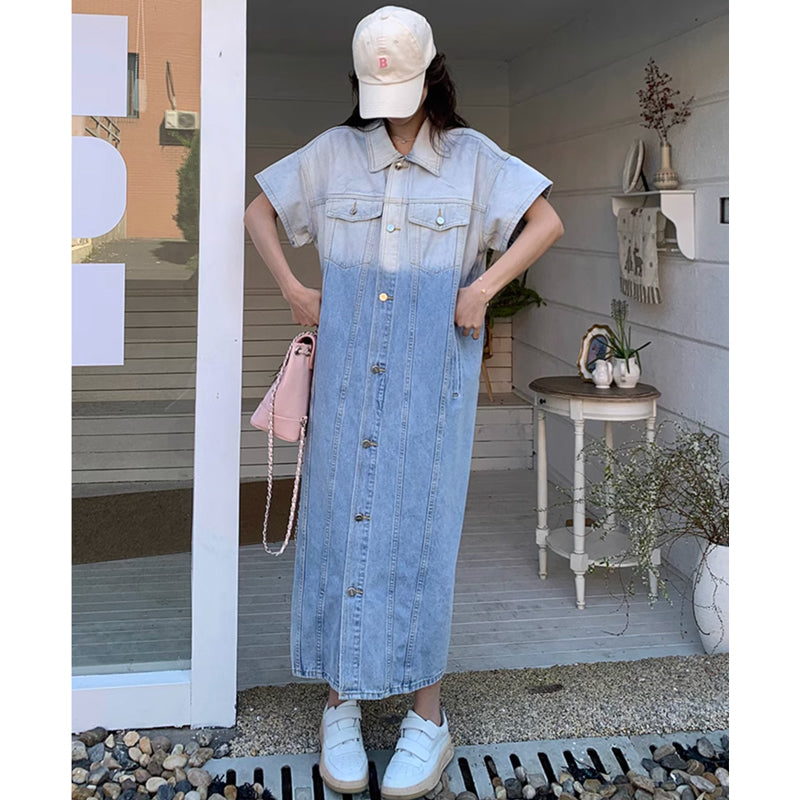 ツートンデニムシャツワンピース