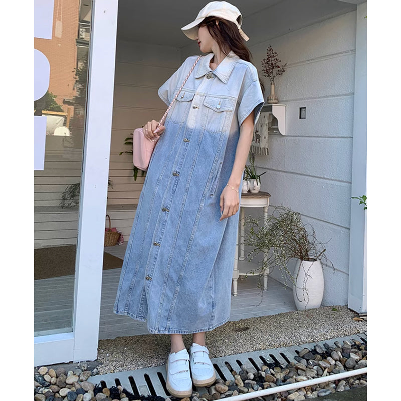 ツートンデニムシャツワンピース