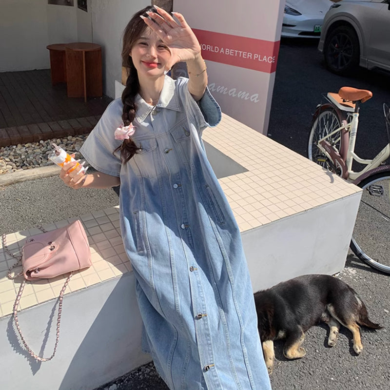 ツートンデニムシャツワンピース