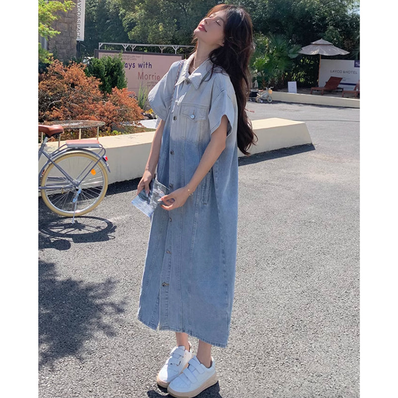 ツートンデニムシャツワンピース