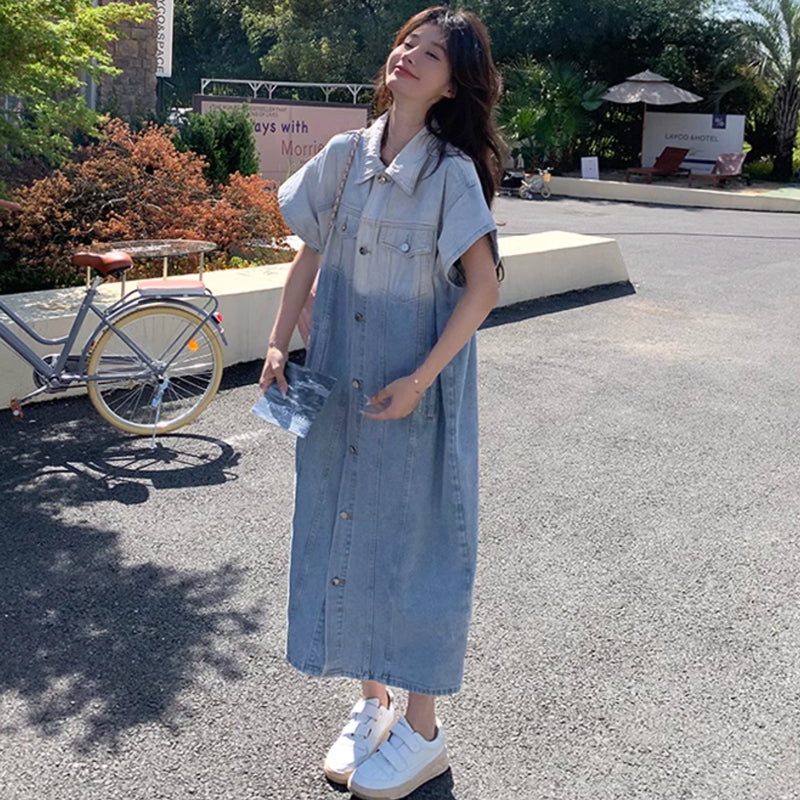 ツートンデニムシャツワンピース