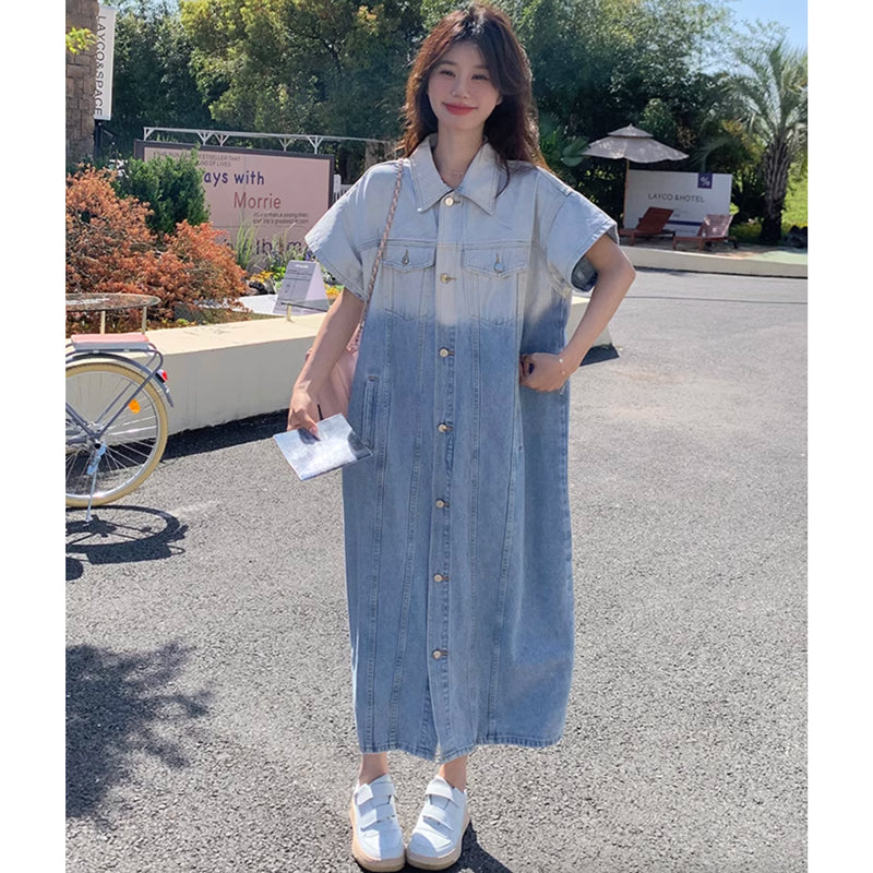 ツートンデニムシャツワンピース