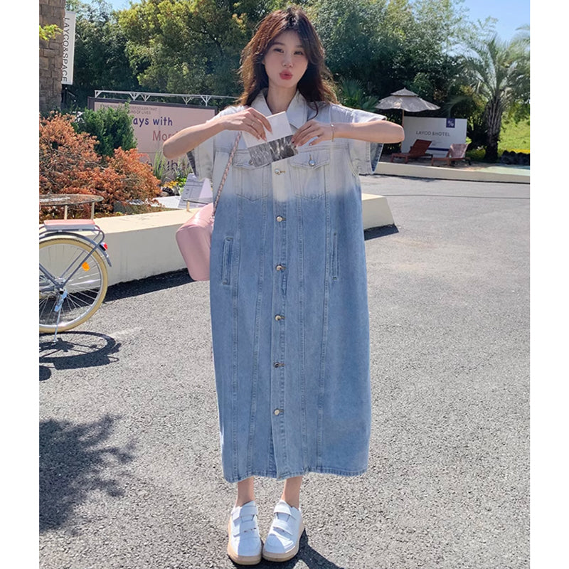 ツートンデニムシャツワンピース