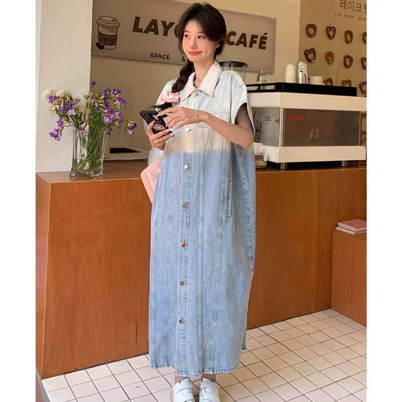 ツートンデニムシャツワンピース