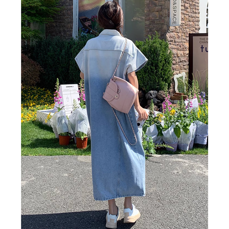 ツートンデニムシャツワンピース