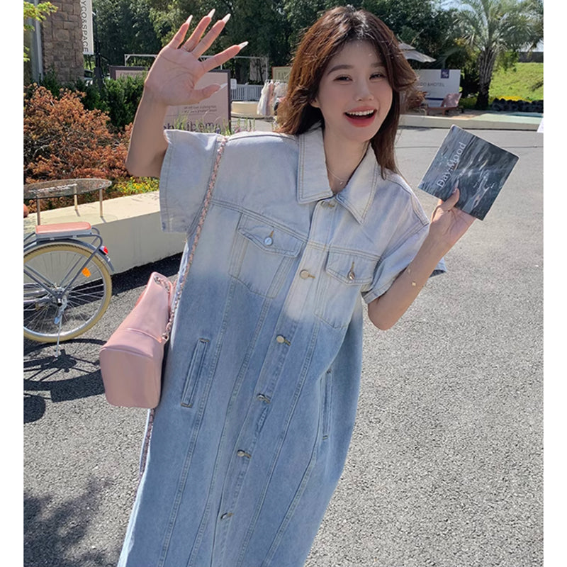 ツートンデニムシャツワンピース