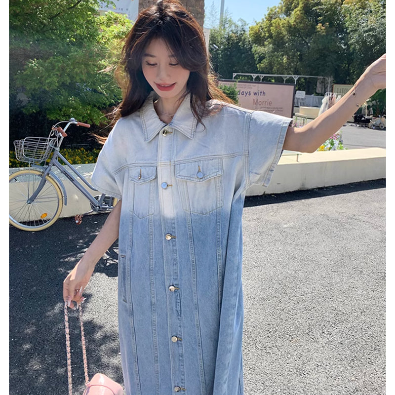 ツートンデニムシャツワンピース