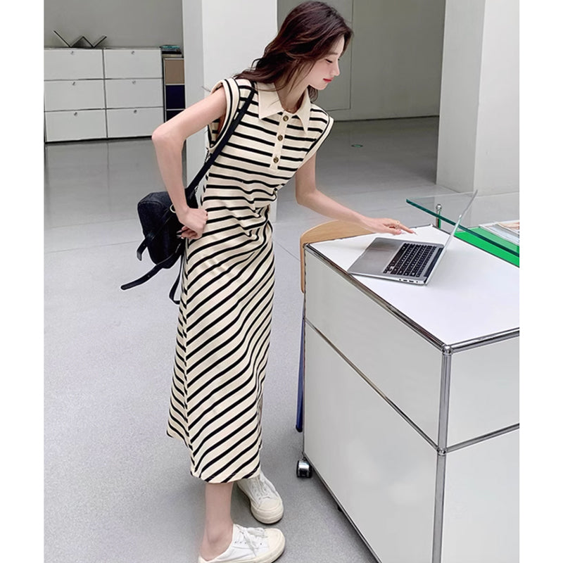 ボーダーポロワンピース