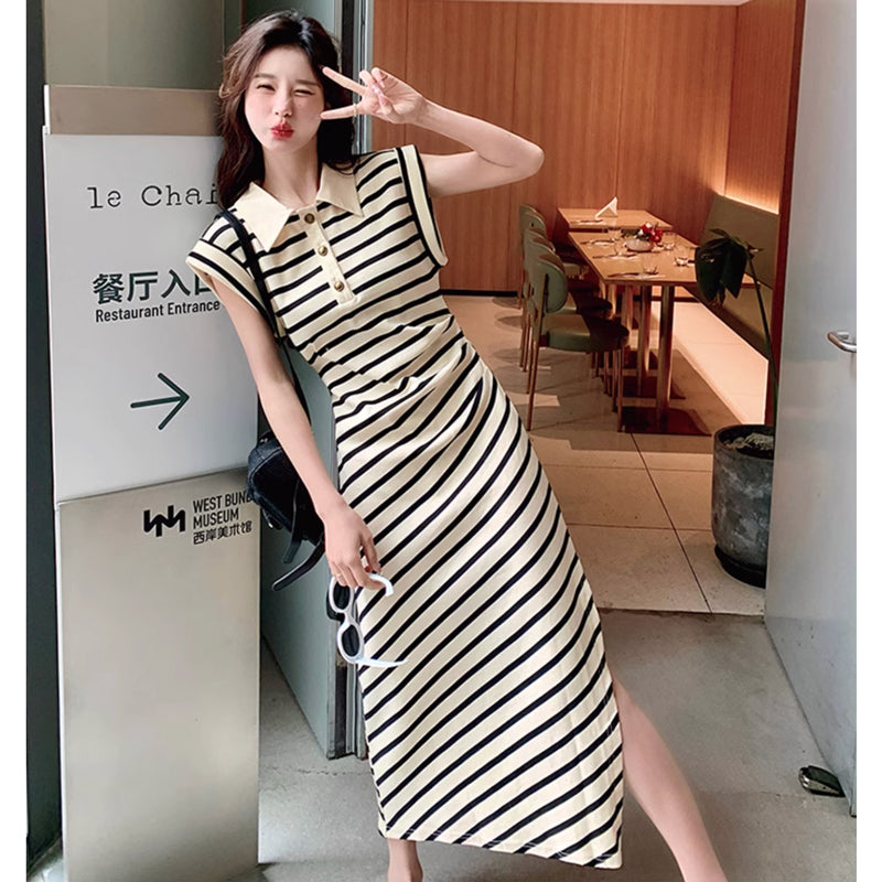 ボーダーポロワンピース