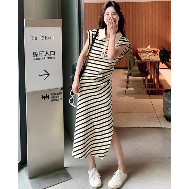 ボーダーポロワンピース