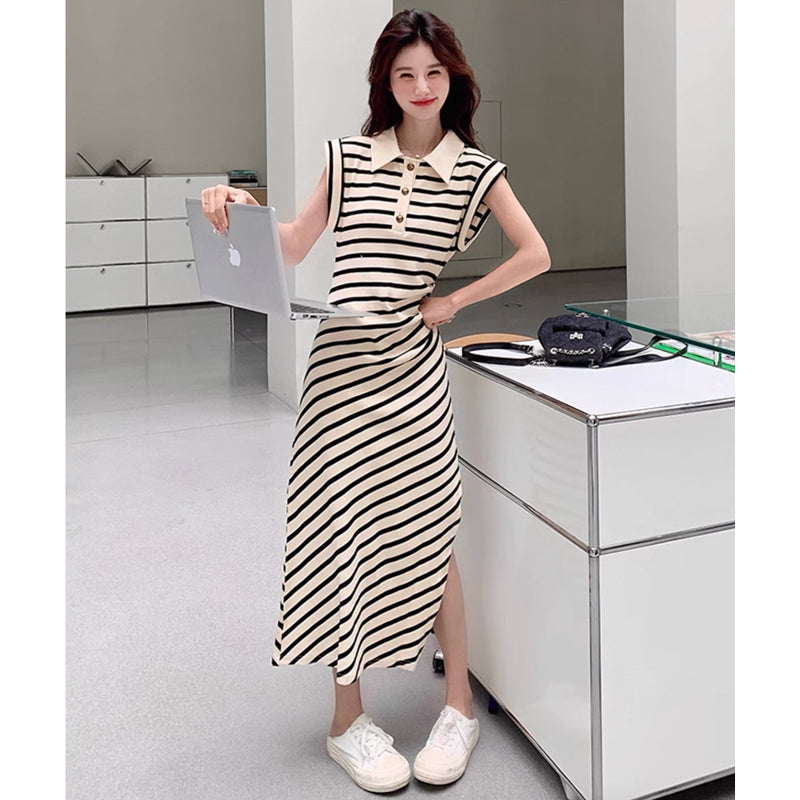 ボーダーポロワンピース