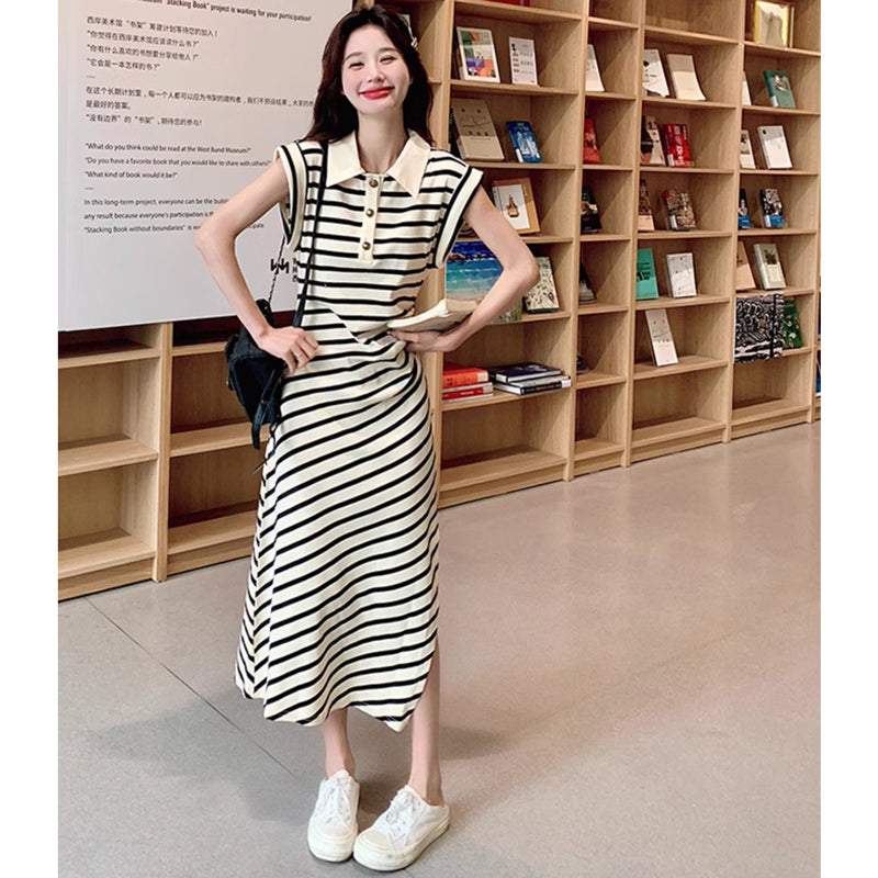 ボーダーポロワンピース