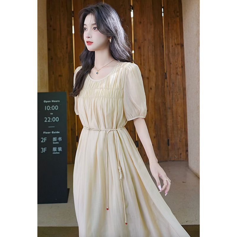 ウエストリボンギャザーワンピース(2colors)