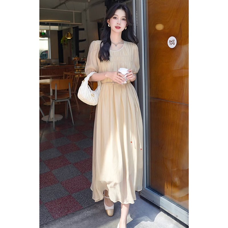 ウエストリボンギャザーワンピース(2colors)