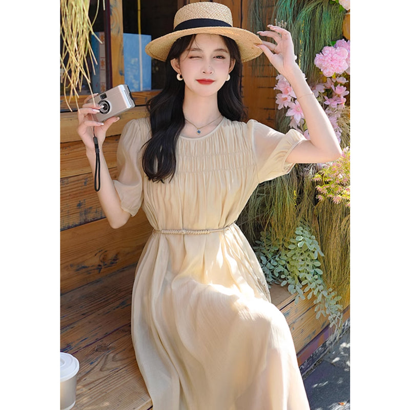 ウエストリボンギャザーワンピース(2colors)