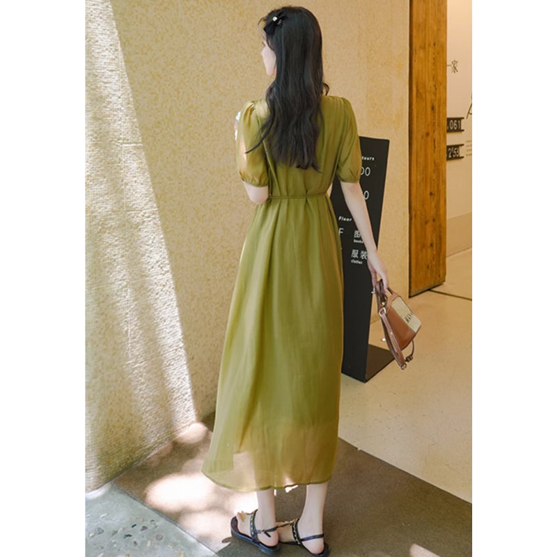 ウエストリボンギャザーワンピース(2colors)