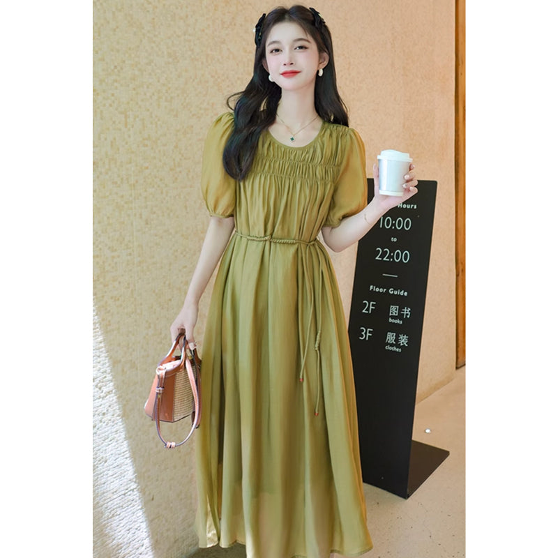 ウエストリボンギャザーワンピース(2colors)