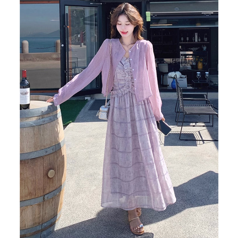 フリルトップワンピース×シアーブラス