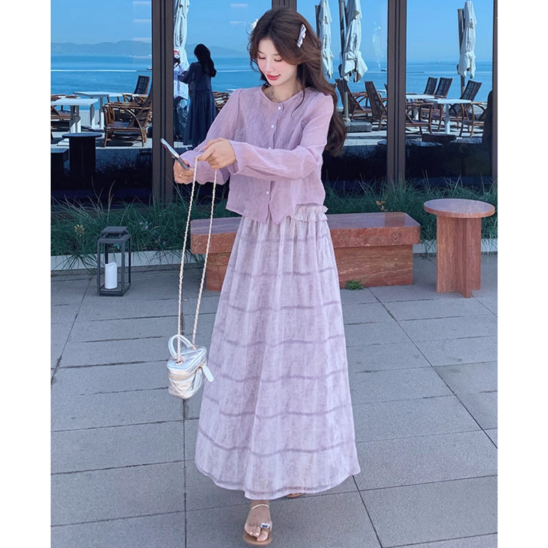 フリルトップワンピース×シアーブラス