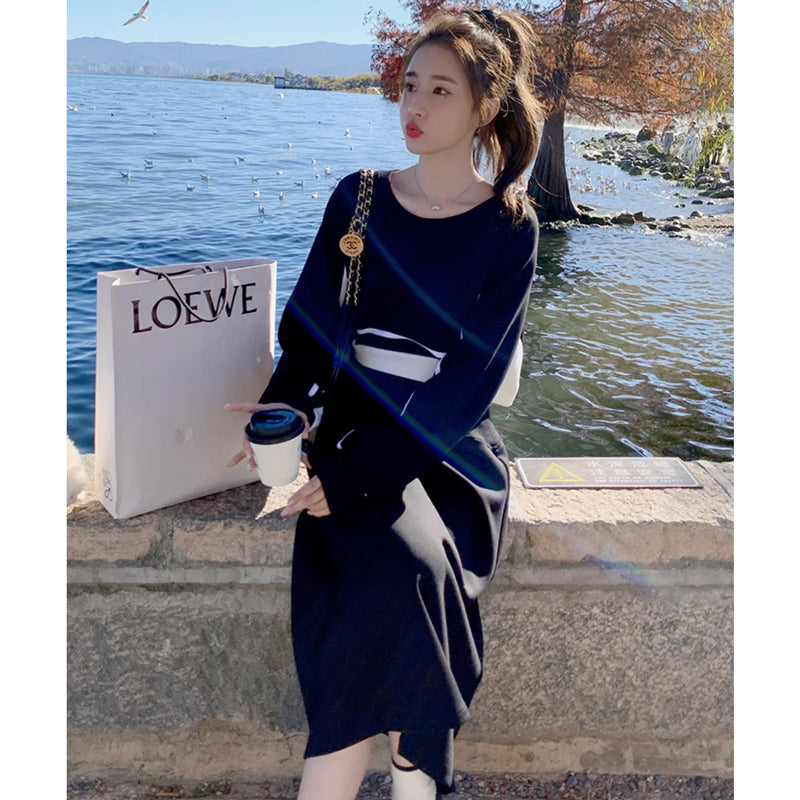 セットアップ風ライン入りワンピース