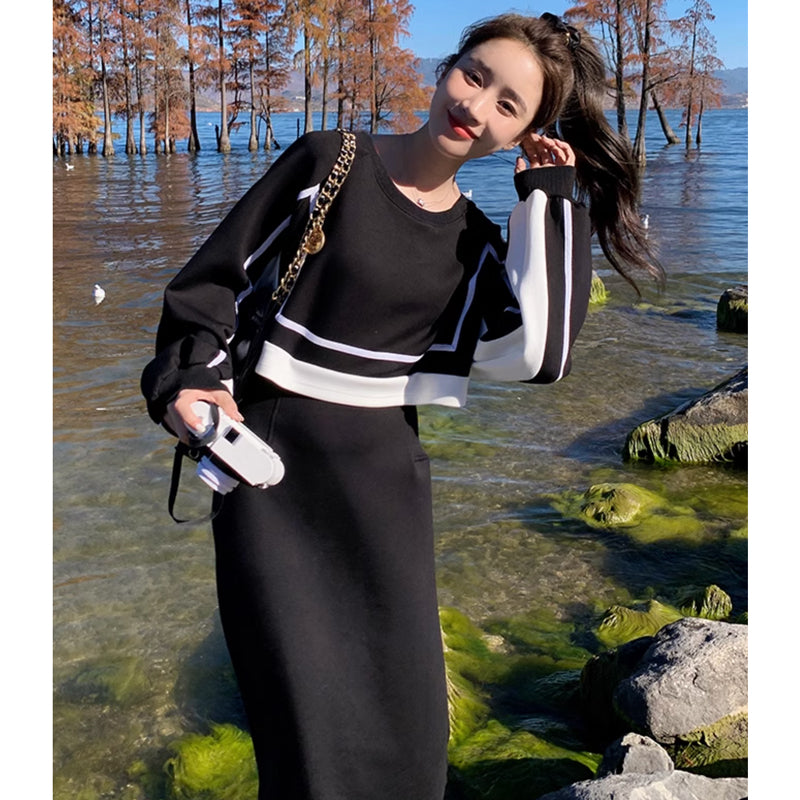 セットアップ風ライン入りワンピース