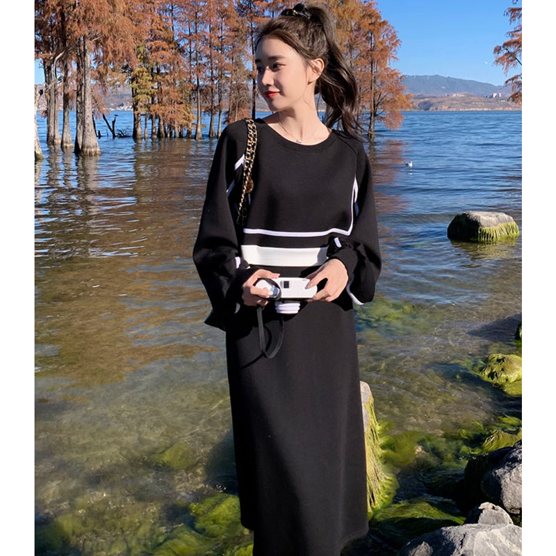 セットアップ風ライン入りワンピース