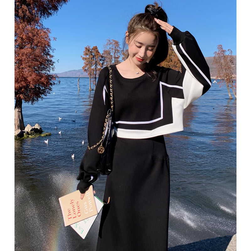 セットアップ風ライン入りワンピース