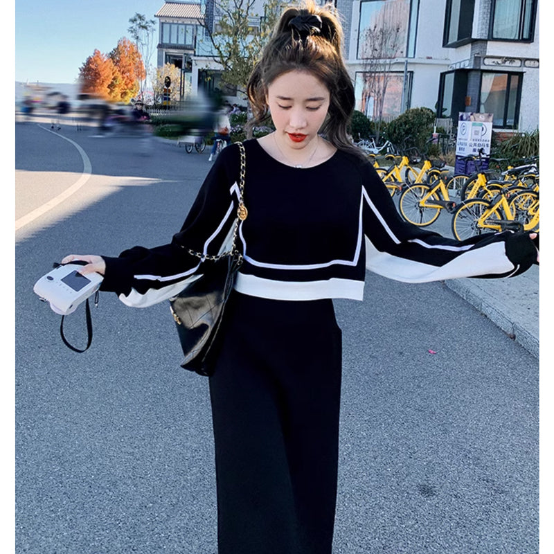 セットアップ風ライン入りワンピース