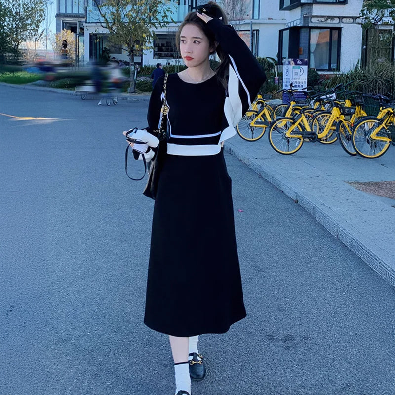 セットアップ風ライン入りワンピース