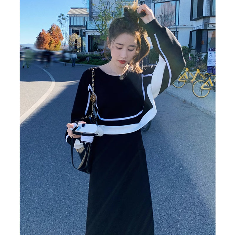 セットアップ風ライン入りワンピース