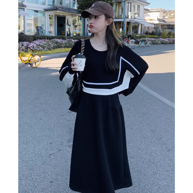 セットアップ風ライン入りワンピース