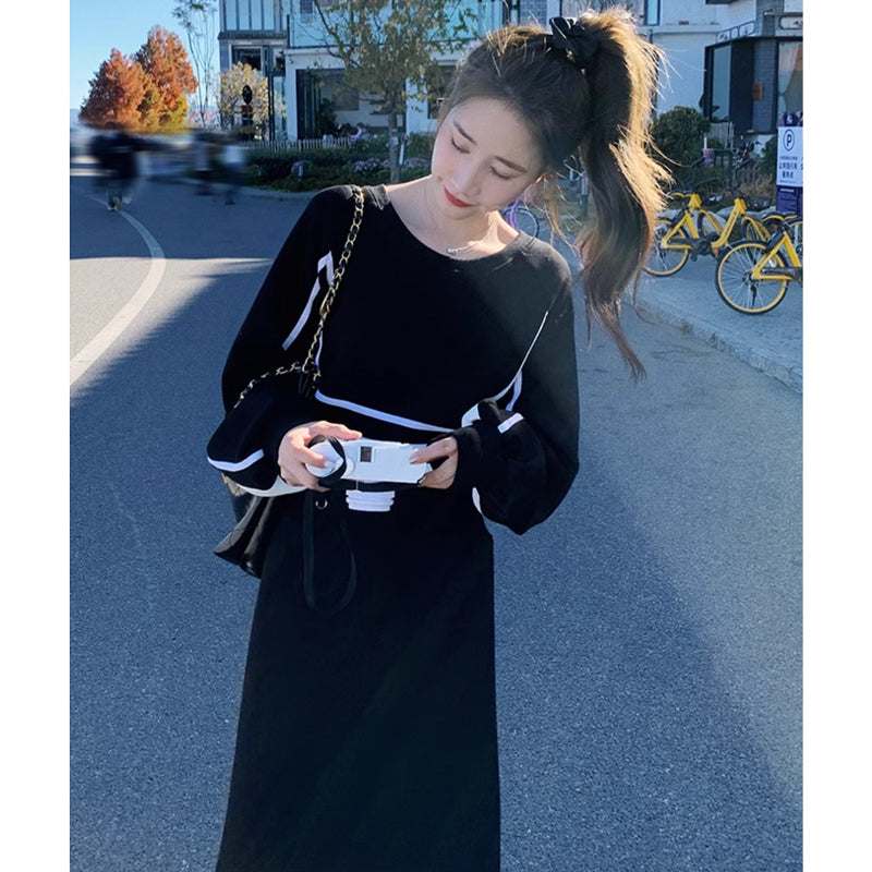 セットアップ風ライン入りワンピース